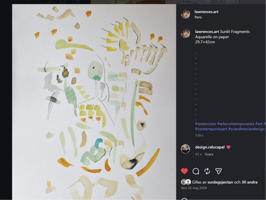Sunlit Fragments — aquarelle on paper, by Lawrence Grau Sundström