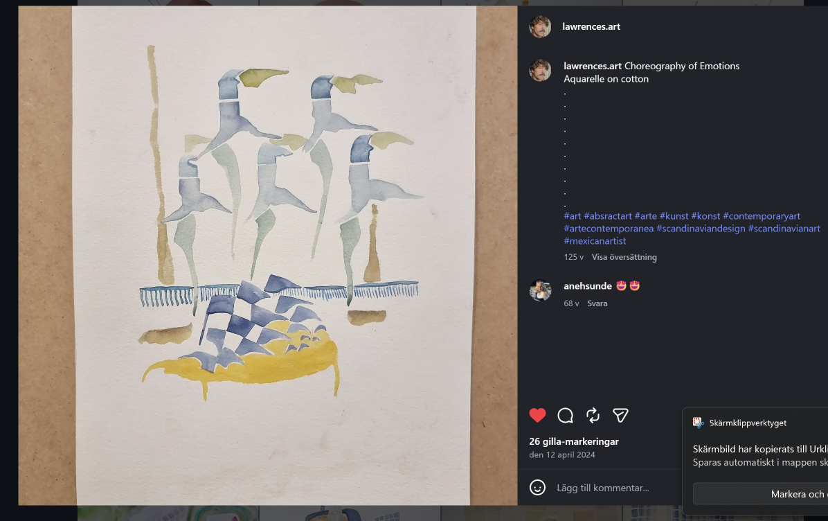 Choreography of Emotions — aquarelle on cotton, by Lawrence Grau Sundström