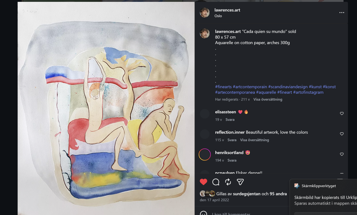 Cada quien su mundo — aquarelle on cotton paper, by Lawrence Grau Sundström